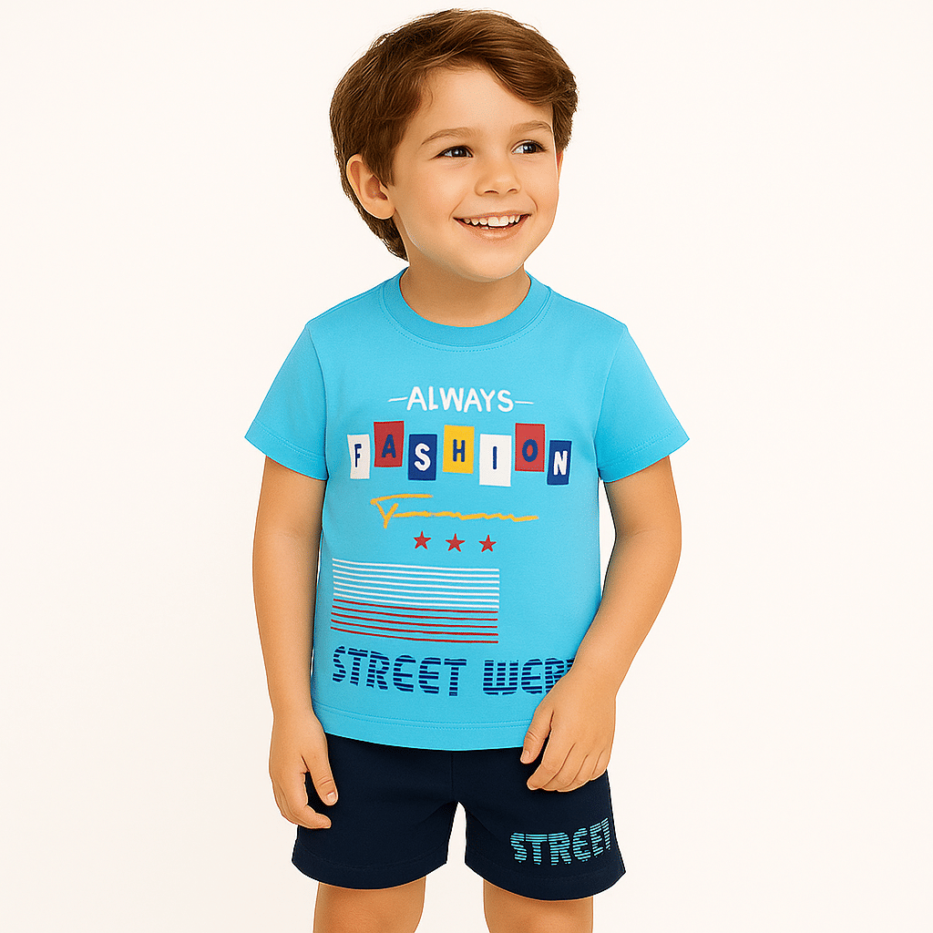     			Tring Pack of 1 Boys Cotton Blend T-Shirt & Shorts Set ( Blue )