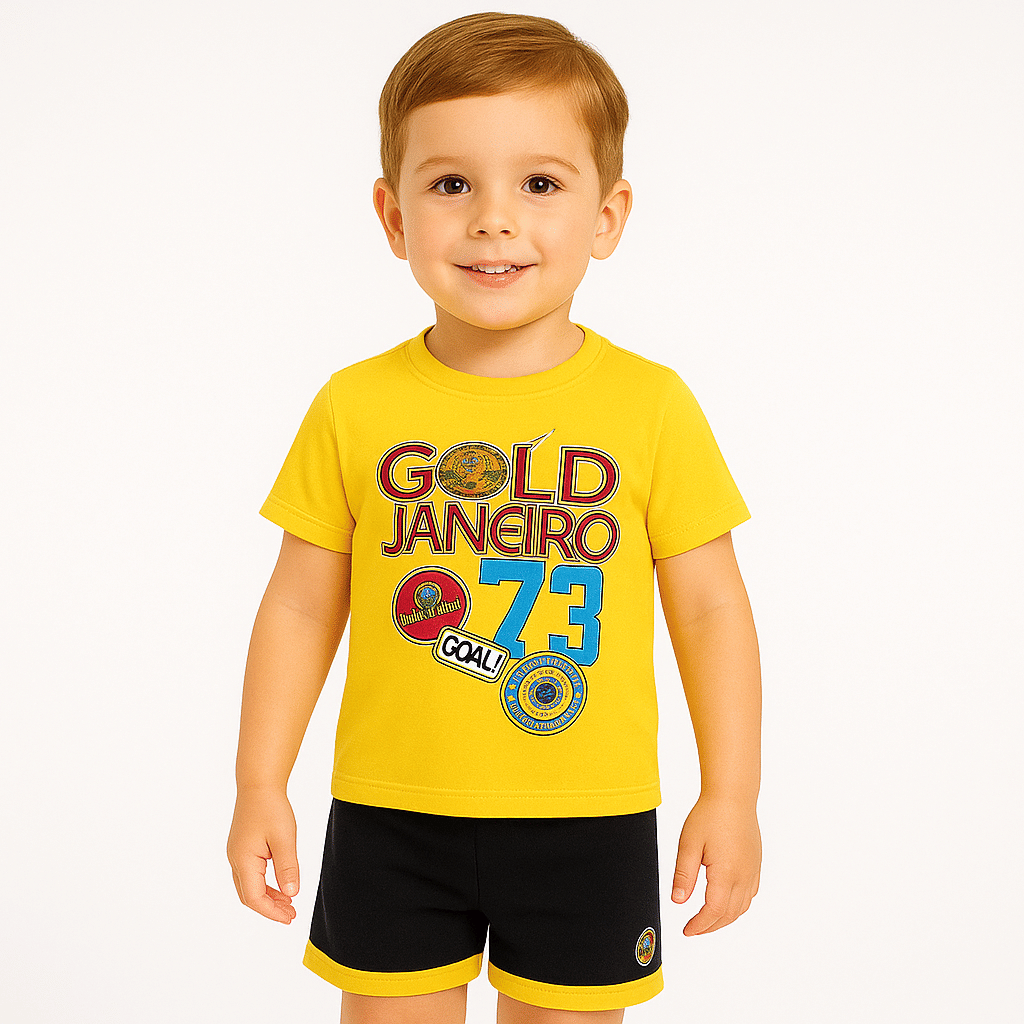 Tring Pack of 1 Boys Cotton Blend T-Shirt & Shorts Set ( Yellow ) Tring Pack of 1 Boys Cotton Blend T-Shirt & Shorts Set ( Yellow )