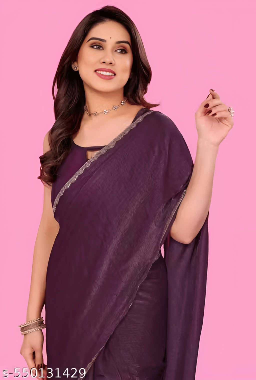 V FANCY Chiffon Solid Jamdani Saree With Stitched Blouse ( Purple ) V FANCY Chiffon Solid Jamdani Saree With Stitched Blouse ( Purple )