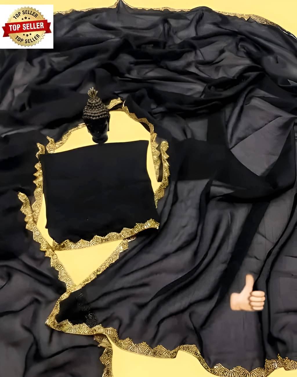 V FANCY Chiffon Solid Kanjeevaram Sarees With Stitched Blouse ( Black ) V FANCY Chiffon Solid Kanjeevaram Sarees With Stitched Blouse ( Black )