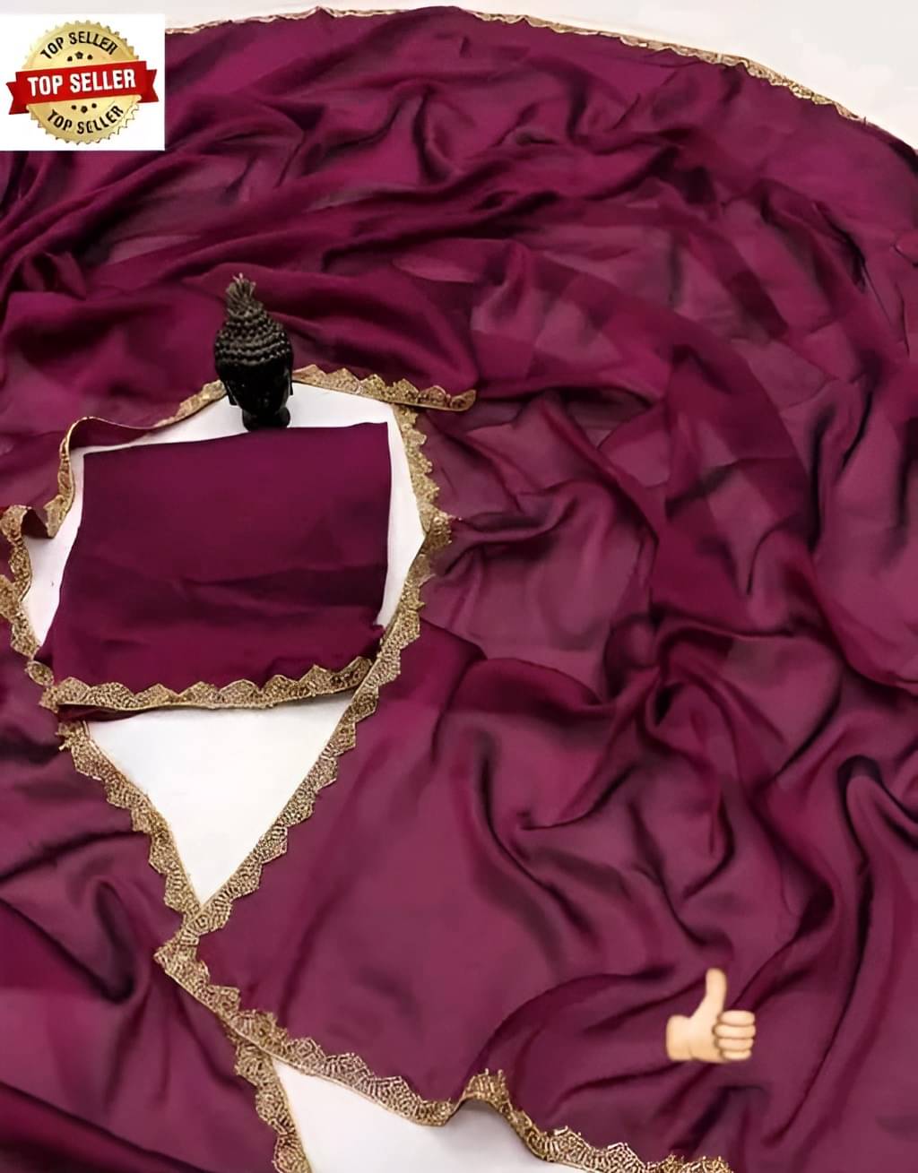 V FANCY Chiffon Solid Kanjeevaram Sarees With Stitched Blouse ( Purple ) V FANCY Chiffon Solid Kanjeevaram Sarees With Stitched Blouse ( Purple )