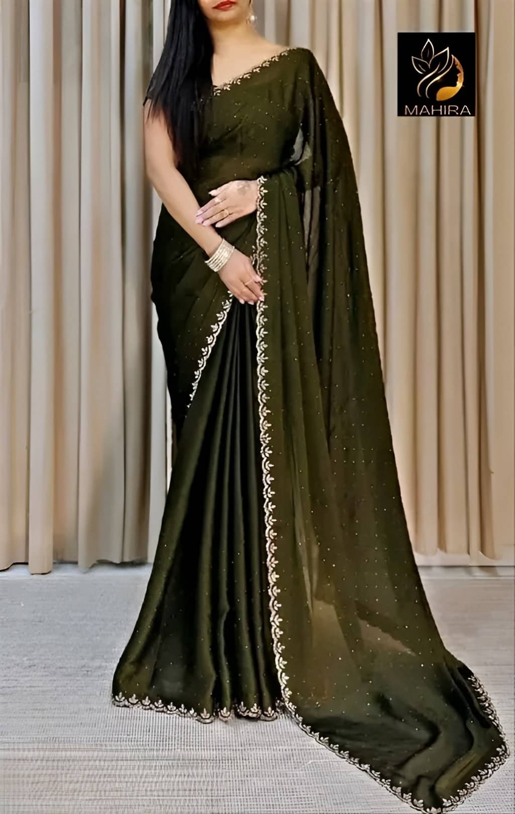 V FANCY Chiffon Solid Kanjeevaram Sarees With Stitched Blouse ( Sea Green ) V FANCY Chiffon Solid Kanjeevaram Sarees With Stitched Blouse ( Sea Green )