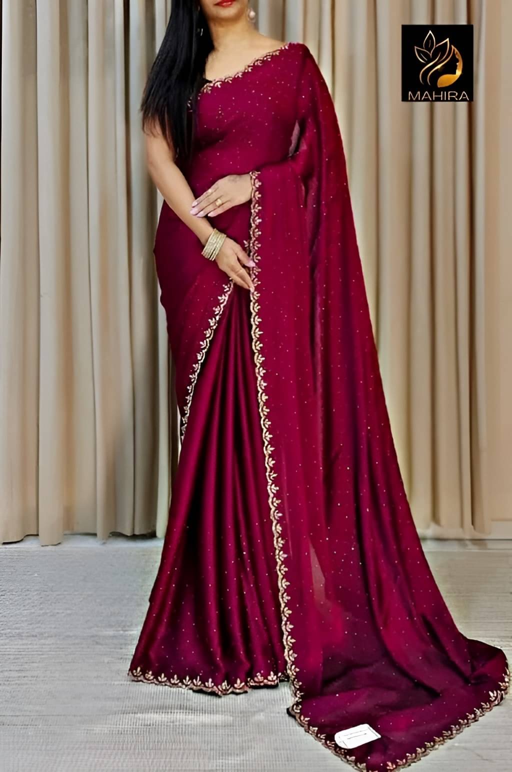     			V FANCY Chiffon Solid Kanjeevaram Sarees With Stitched Blouse ( Red )