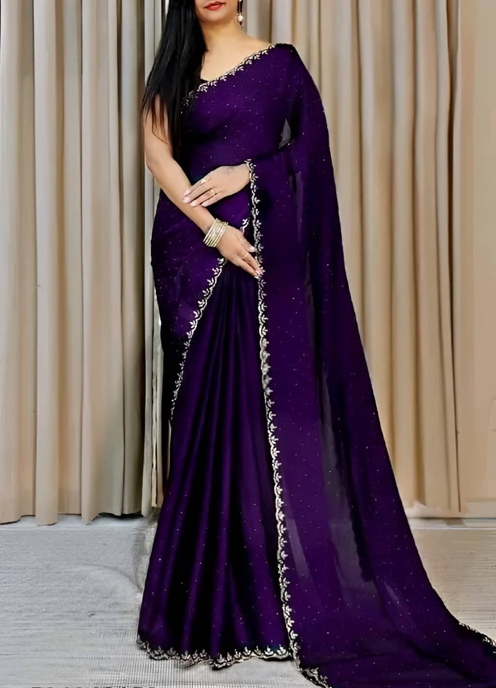     			V FANCY Chiffon Solid Kanjeevaram Sarees With Stitched Blouse ( Beige1 )