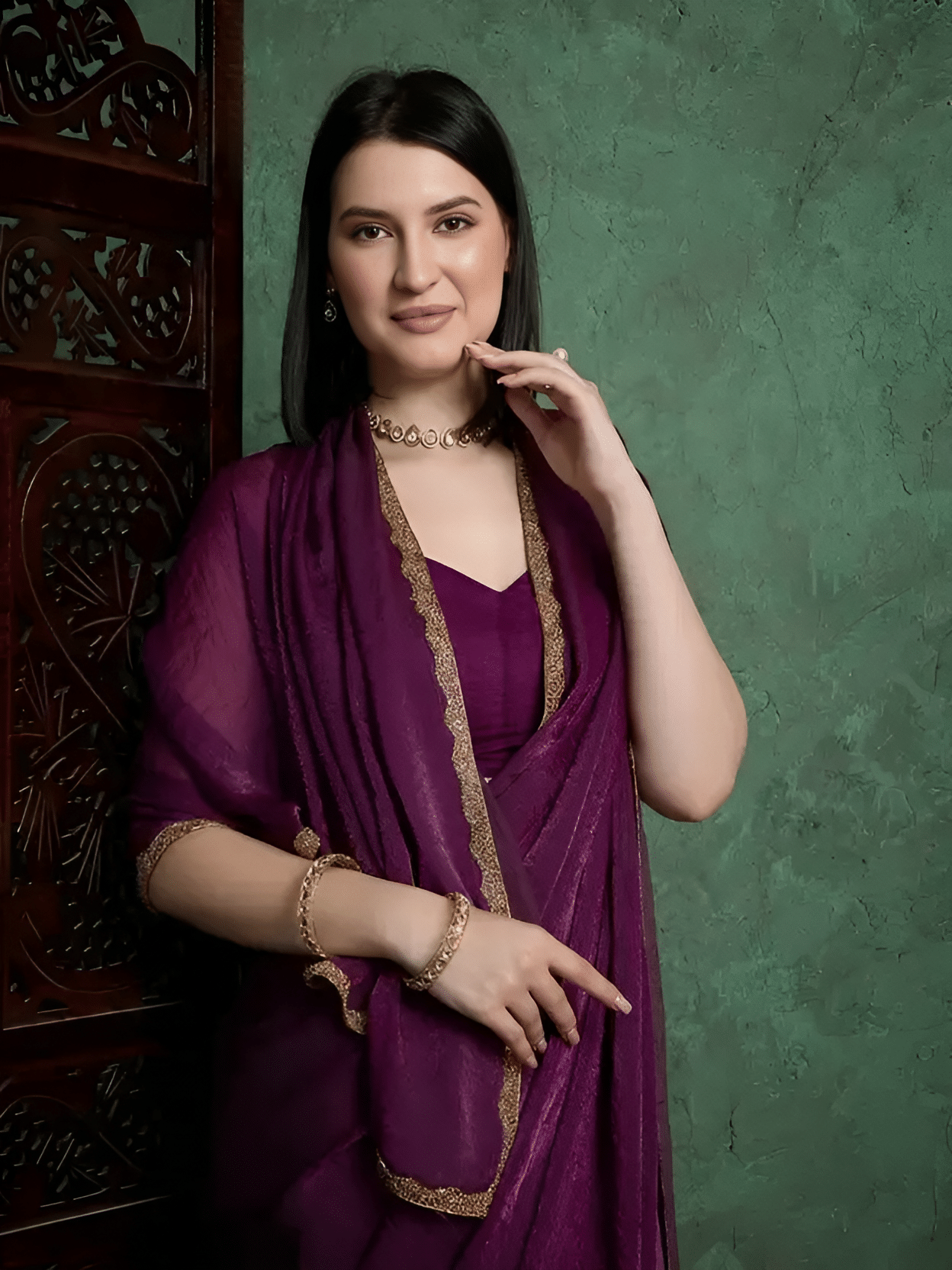 V FANCY Chiffon Solid Maheshwari Saree With Stitched Blouse ( Purple ) V FANCY Chiffon Solid Maheshwari Saree With Stitched Blouse ( Purple )