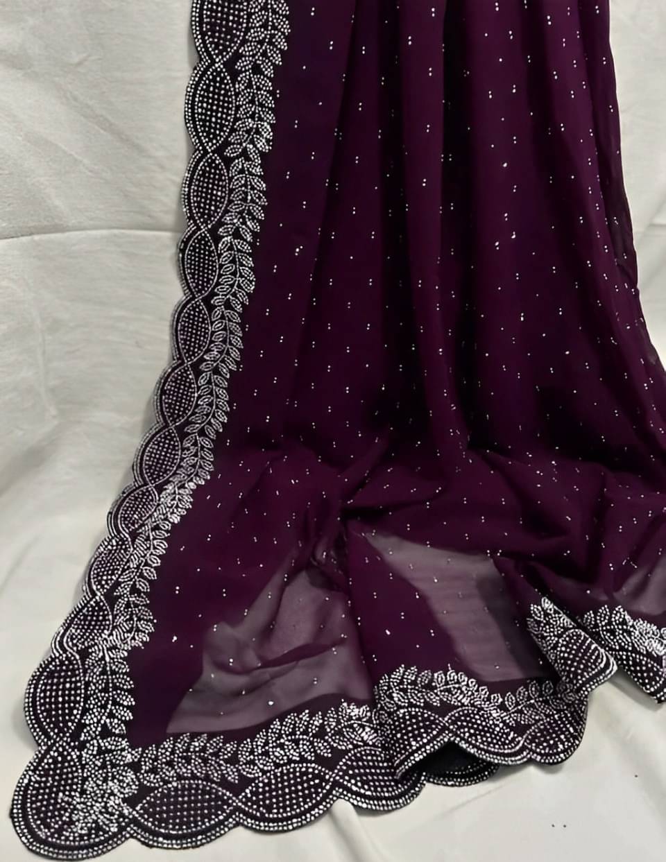 V FANCY Georgette Solid Kanjeevaram Sarees With Stitched Blouse ( Purple ) V FANCY Georgette Solid Kanjeevaram Sarees With Stitched Blouse ( Purple )
