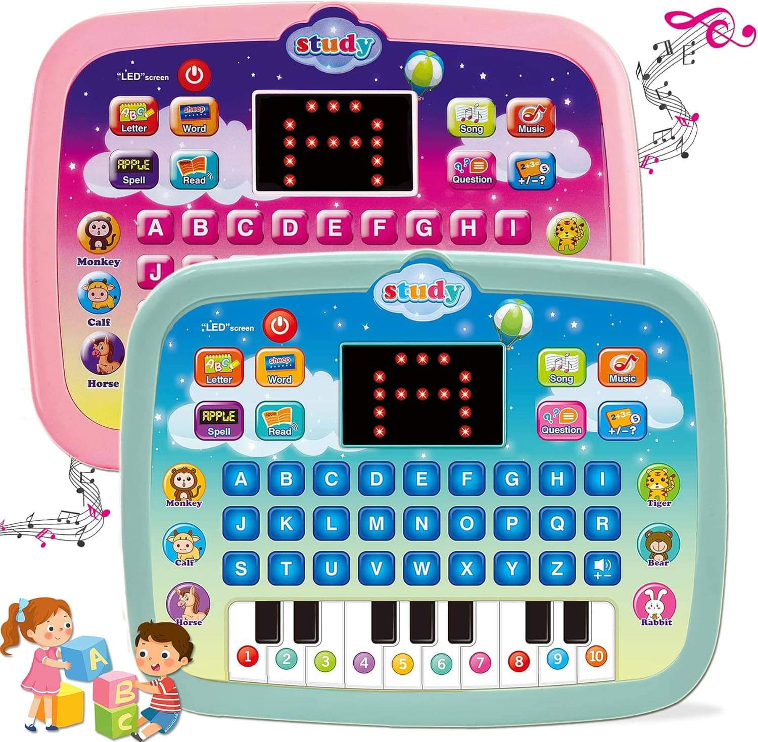     			VBE Kids Tablet Toddler Learning Pad with LED Screen Teach Alphabet Numbers Word Music Math Early Development Interactive Electronic Toy for Boys & Girls 3 Years+
