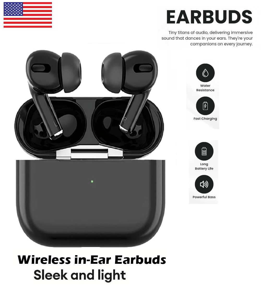     			Wireless Bluetooth Earbuds – Deep Bass, HD Audio & All-Day Battery Life (BLACK)