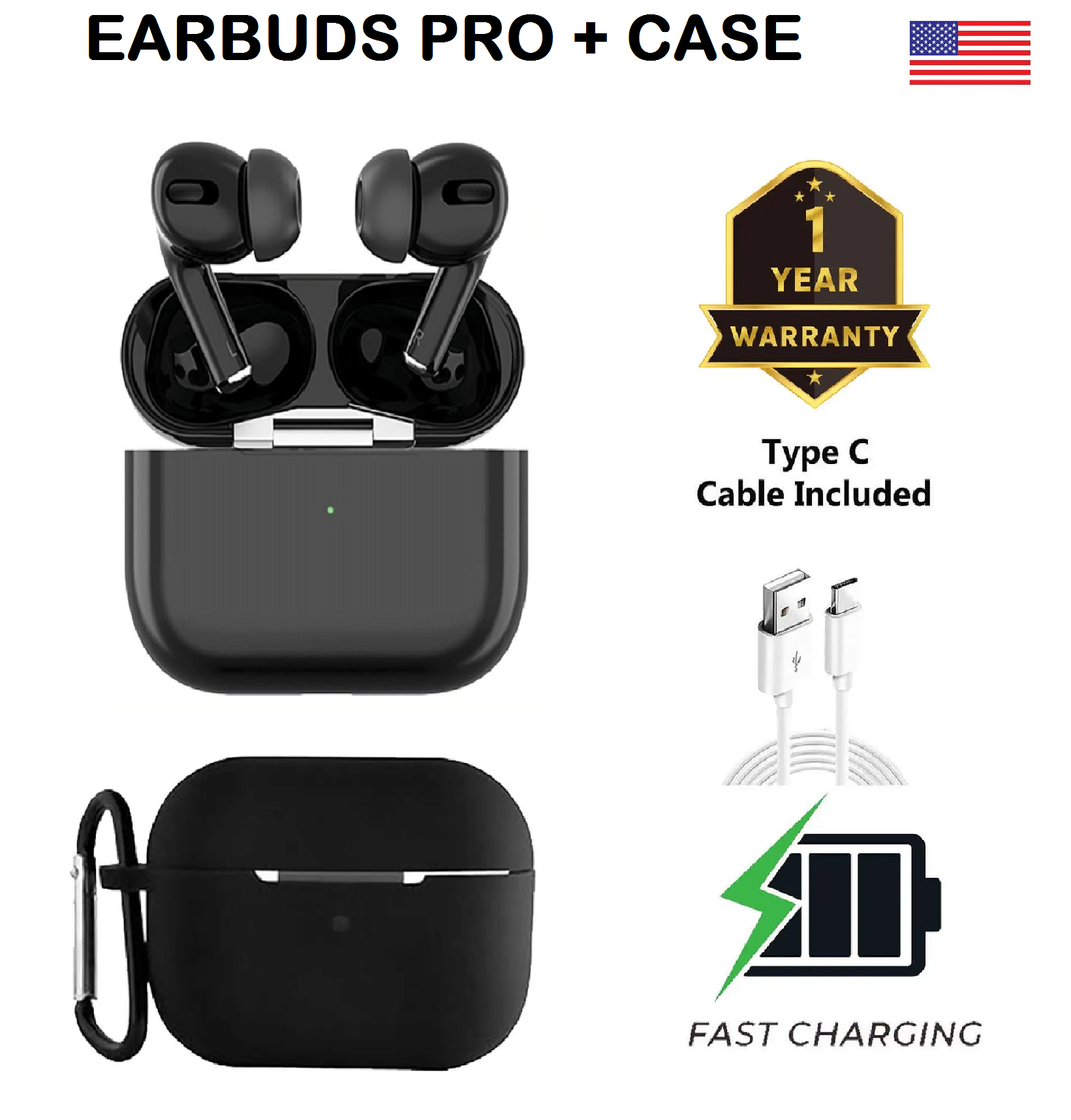 Wireless Earbuds | Deep Bass | ANC + USB Type-C Fast Charging (Black) Wireless Earbuds | Deep Bass | ANC + USB Type-C Fast Charging (Black)