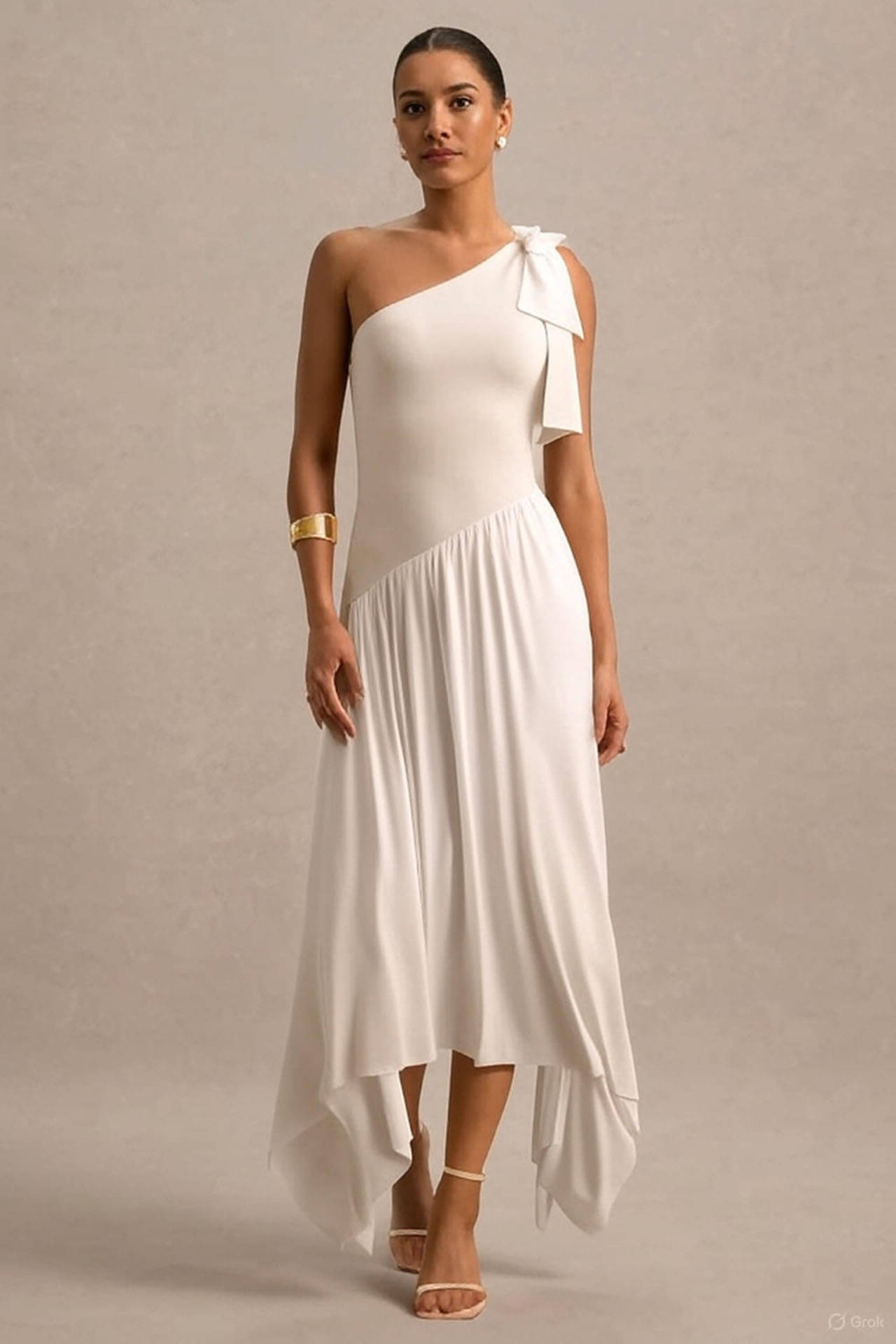     			wanquila Women Lycra Solid Fit & Flare Dress ( White )