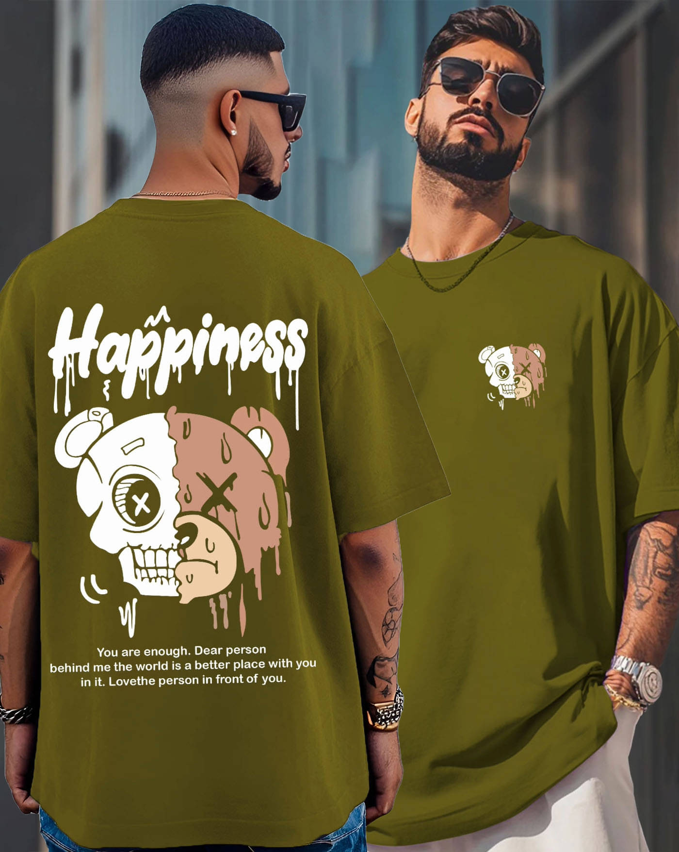 AOOSH Men Cotton Blend Oversized Fit Printed T-Shirt ( Green ) AOOSH Men Cotton Blend Oversized Fit Printed T-Shirt ( Green )