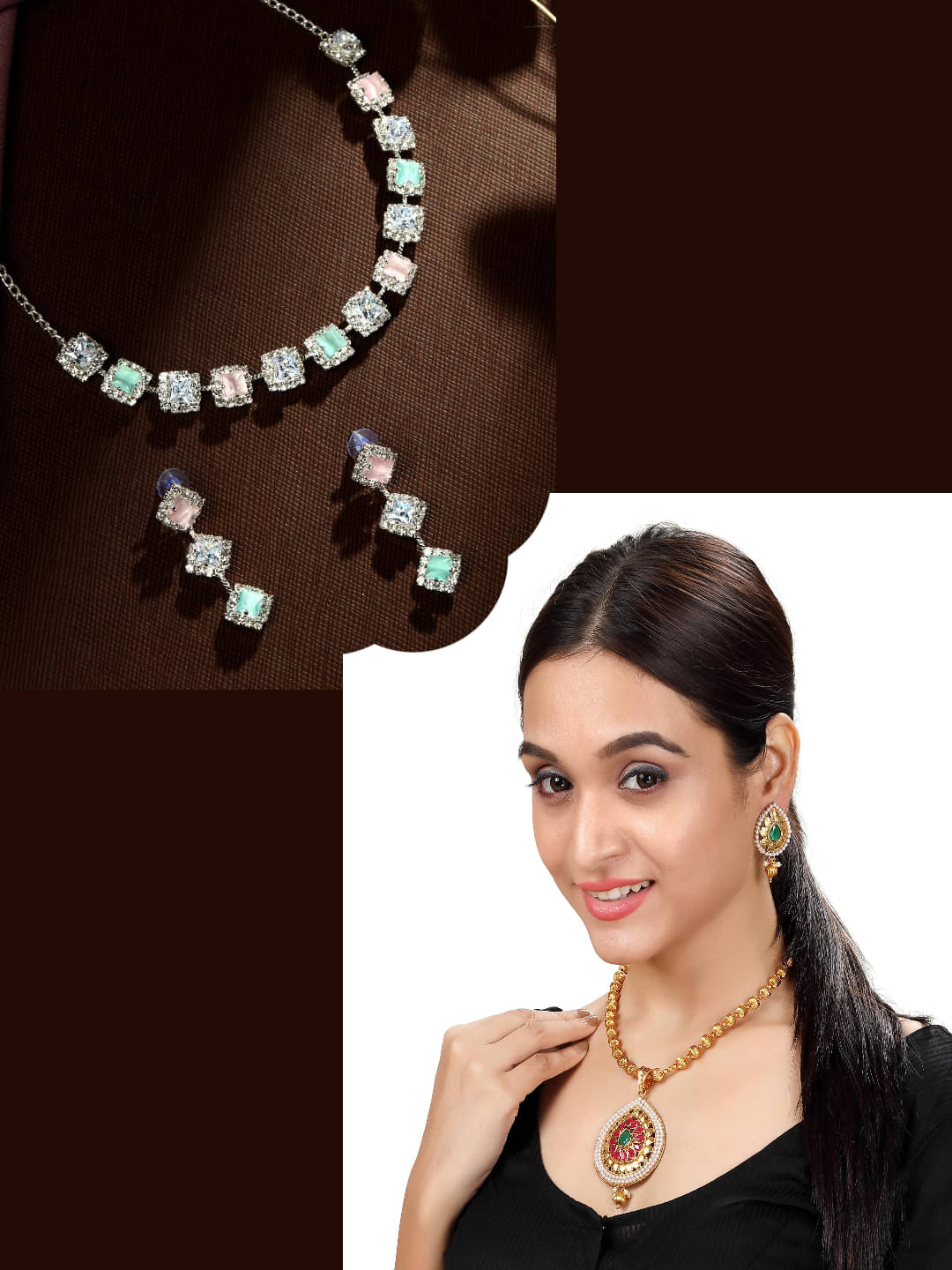    			Asmitta Jewellery Multi Color Alloy Necklace Set ( Pack of 2 )