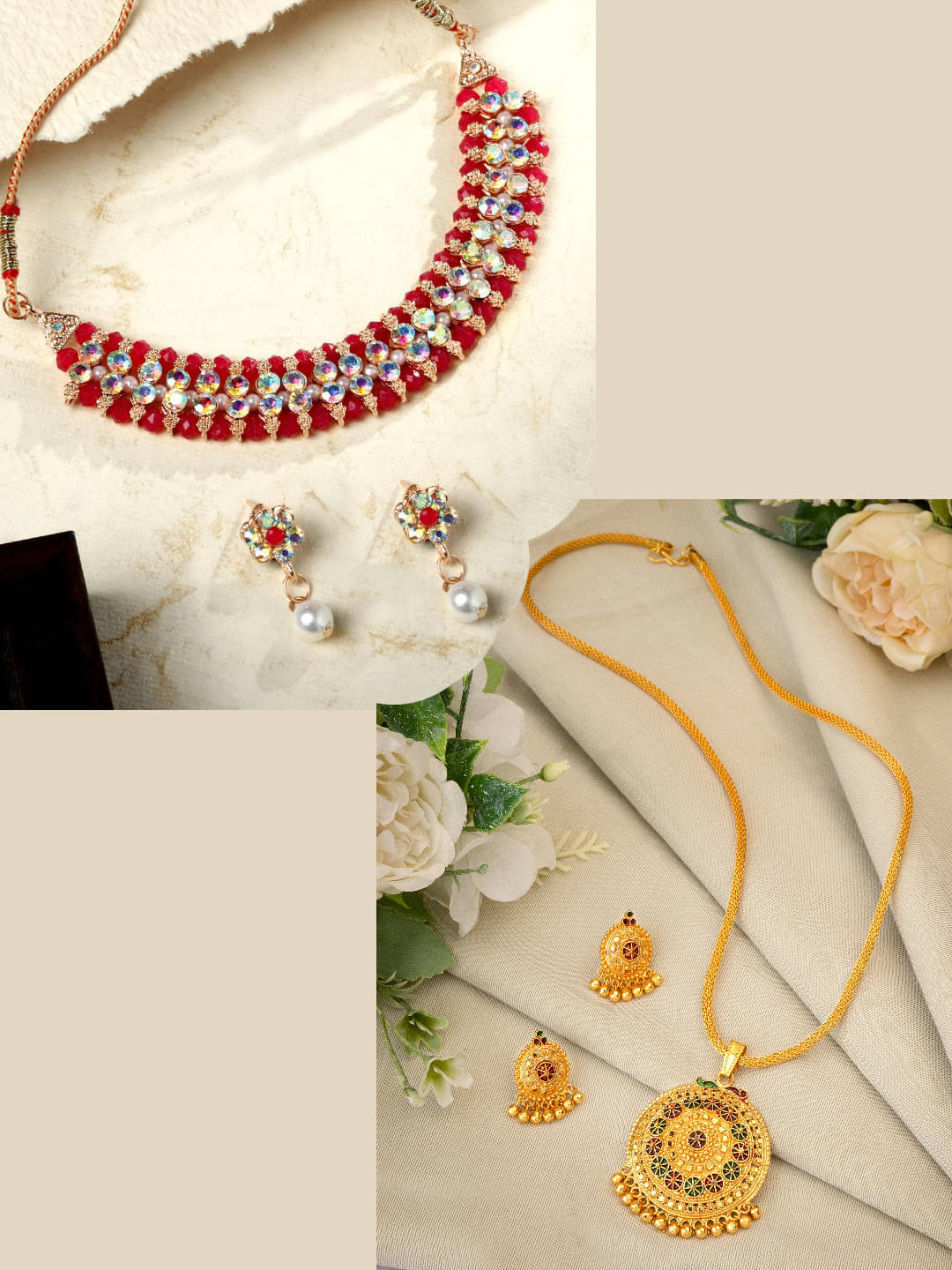     			Asmitta Jewellery Multi Color Alloy Necklace Set ( Pack of 2 )