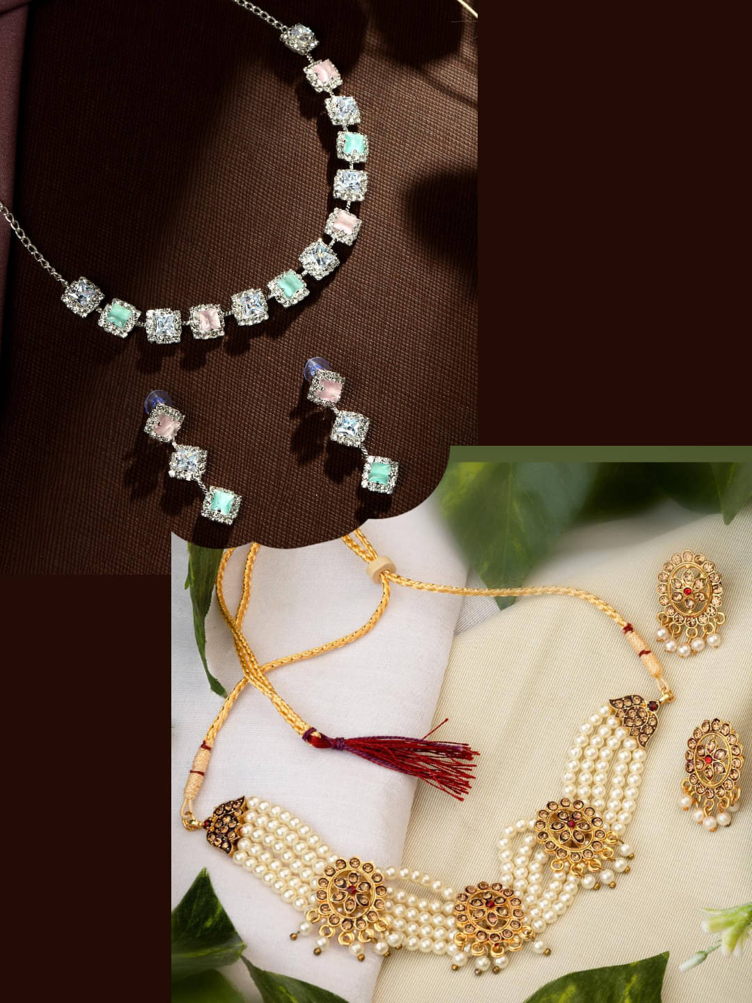     			Asmitta Jewellery Multi Color Alloy Necklace Set ( Pack of 2 )