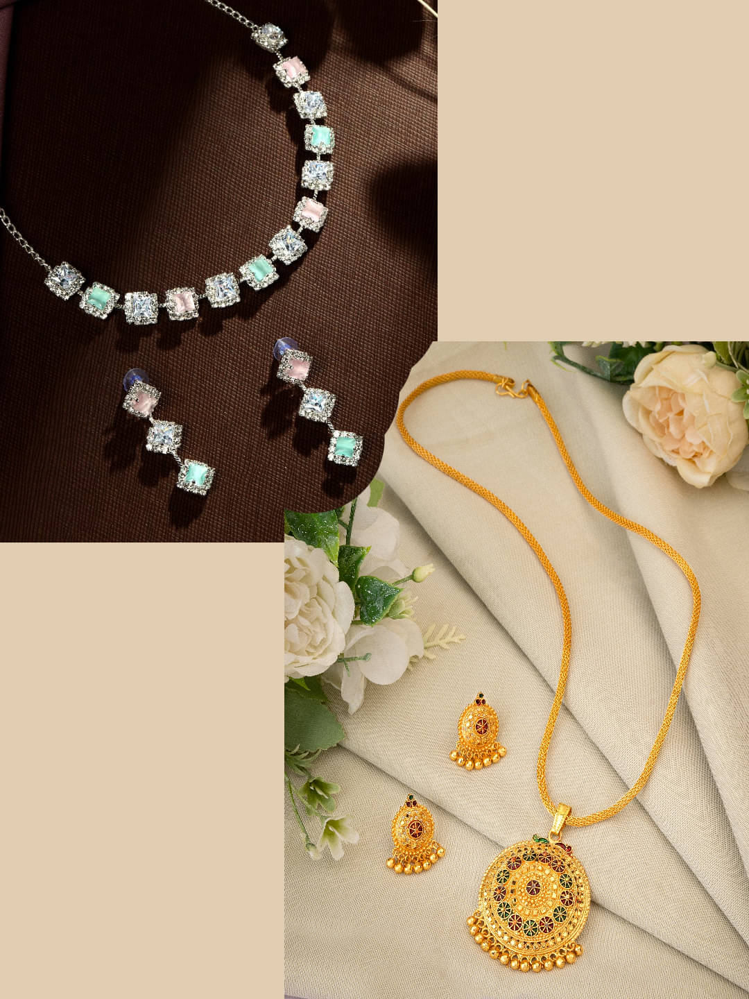     			Asmitta Jewellery Multi Color Alloy Necklace Set ( Pack of 2 )