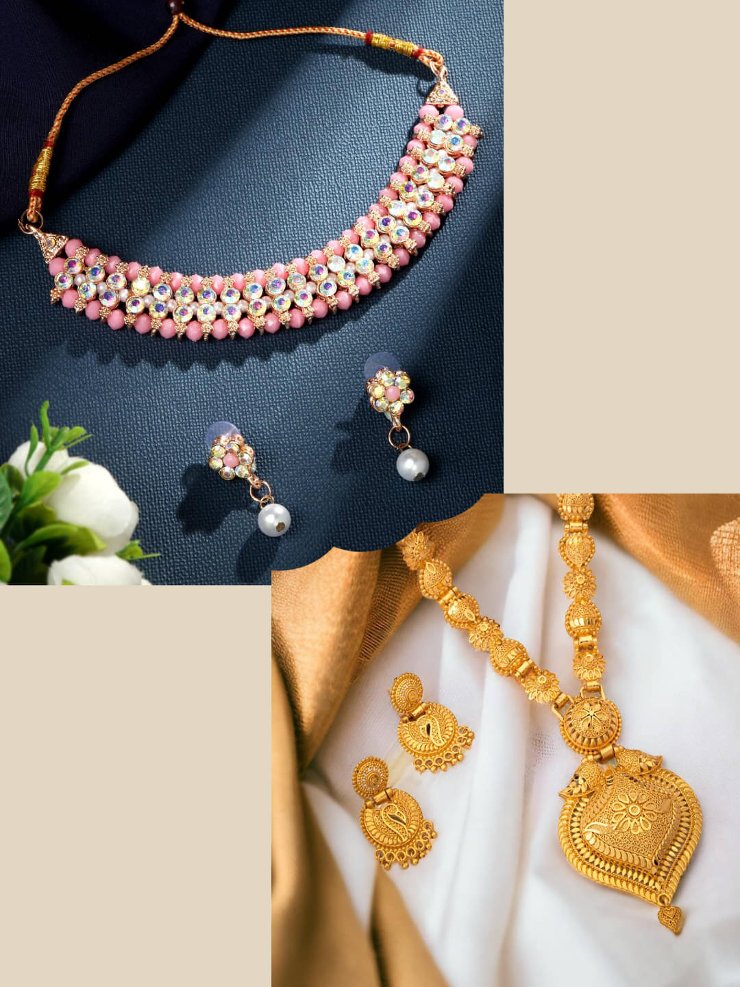     			Asmitta Jewellery Multi Color Alloy Necklace Set ( Pack of 2 )