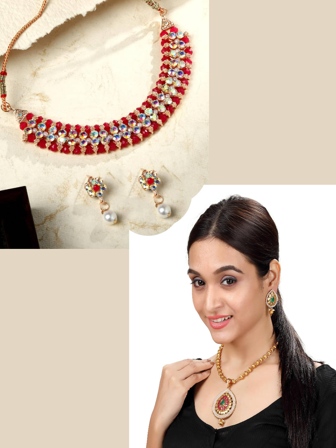     			Asmitta Jewellery Multi Color Alloy Necklace Set ( Pack of 2 )