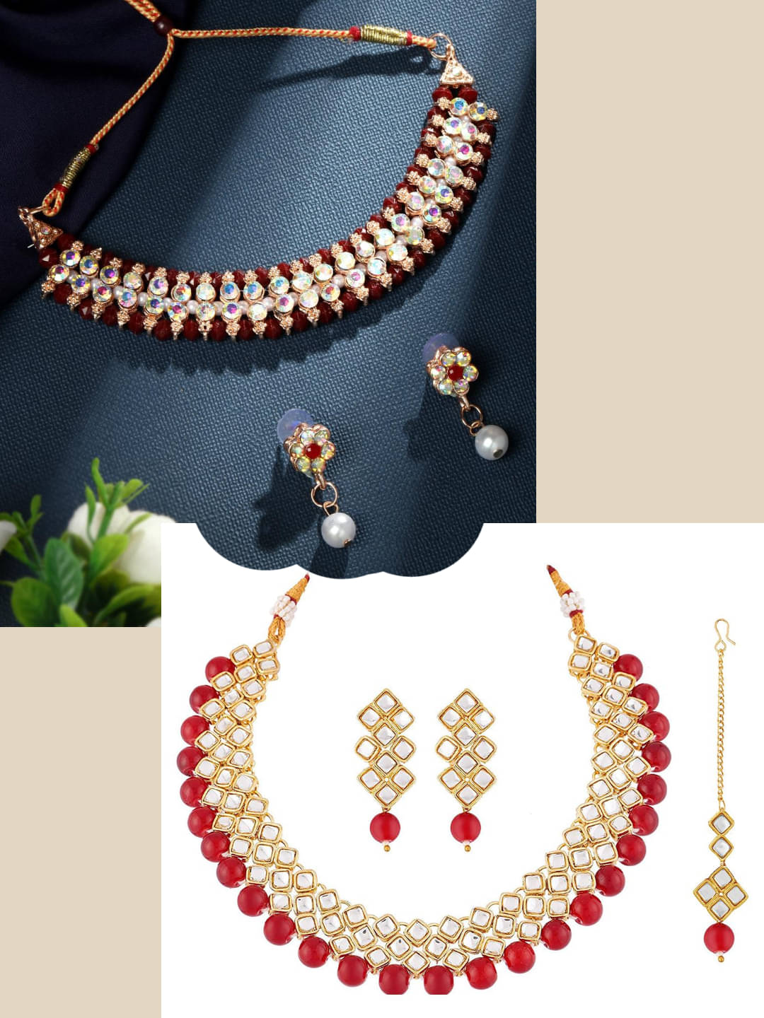 Asmitta Jewellery Multi Color Alloy Necklace Set ( Pack of 2 ) Asmitta Jewellery Multi Color Alloy Necklace Set ( Pack of 2 )