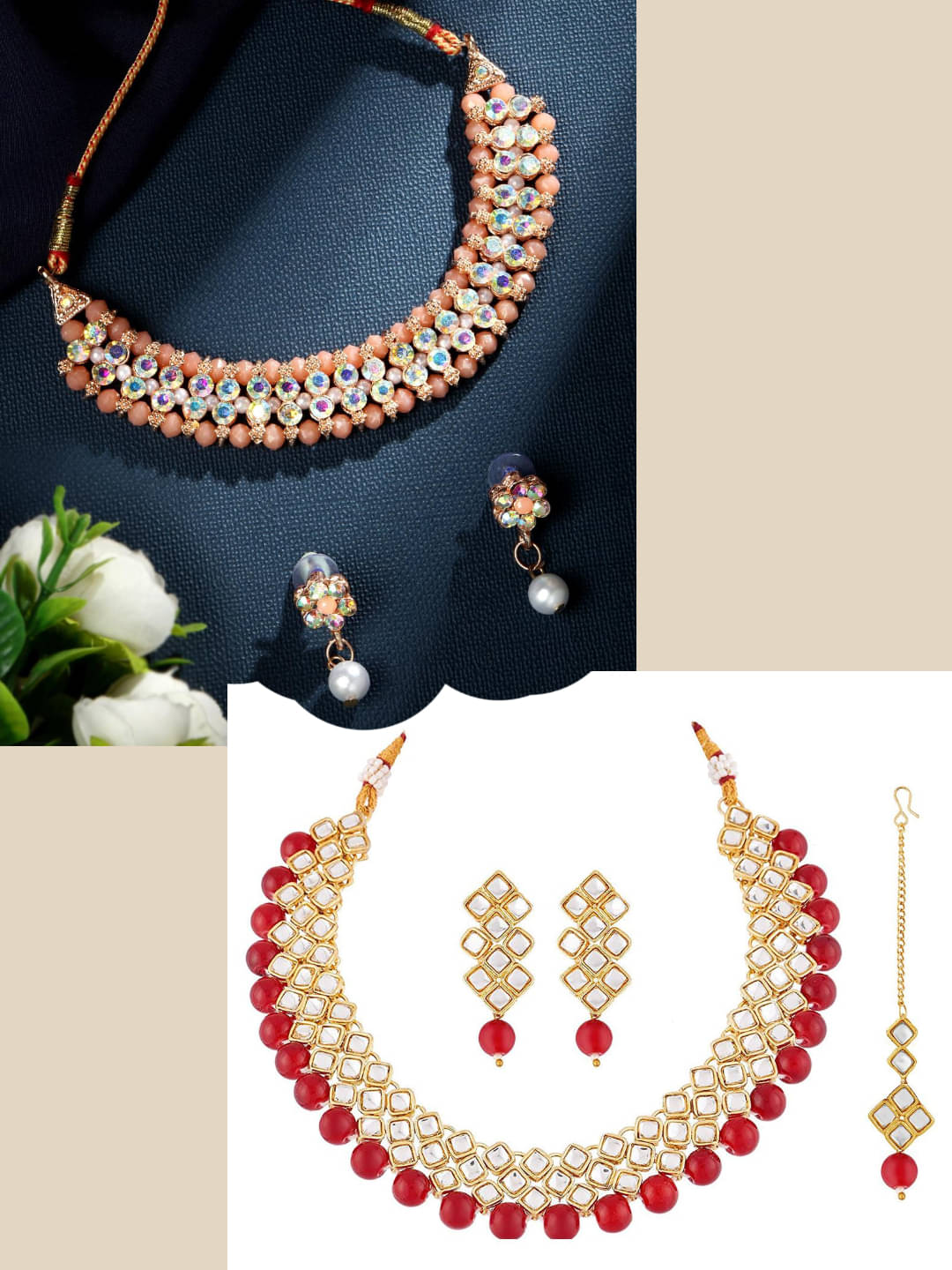     			Asmitta Jewellery Multi Color Alloy Necklace Set ( Pack of 2 )