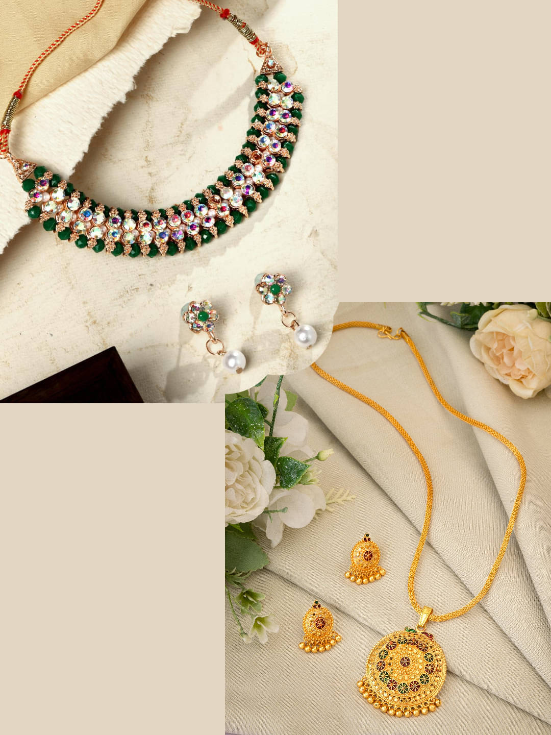     			Asmitta Jewellery Multi Color Alloy Necklace Set ( Pack of 2 )