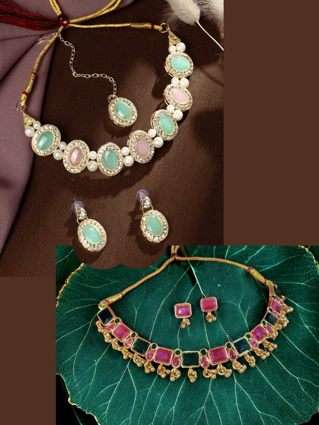     			Asmitta Jewellery Multi Color Alloy Necklace Set ( Pack of 2 )