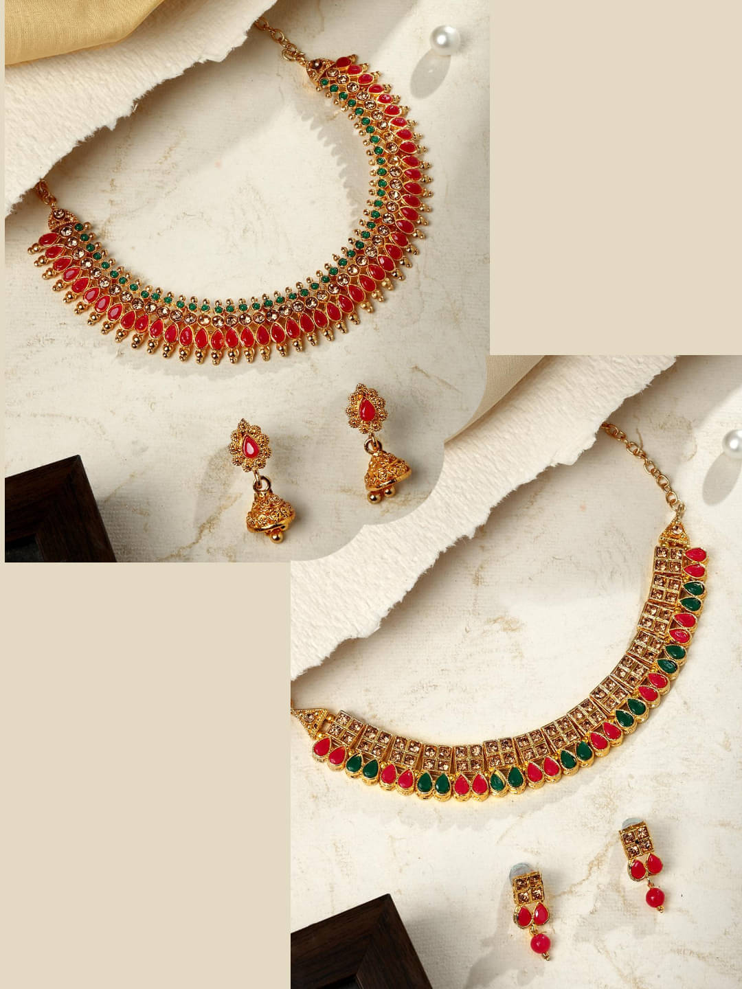     			Asmitta Jewellery Multi Color Alloy Necklace Set ( Pack of 2 )