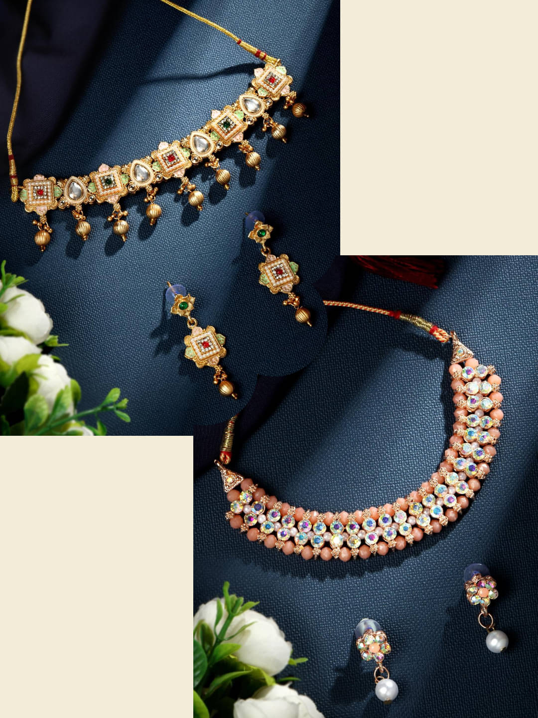 Asmitta Jewellery Multi Color Alloy Necklace Set ( Pack of 2 ) Asmitta Jewellery Multi Color Alloy Necklace Set ( Pack of 2 )