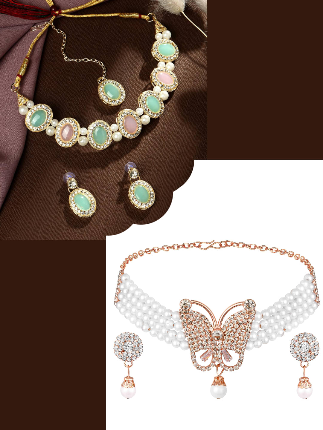     			Asmitta Jewellery Multi Color Alloy Necklace Set ( Pack of 2 )
