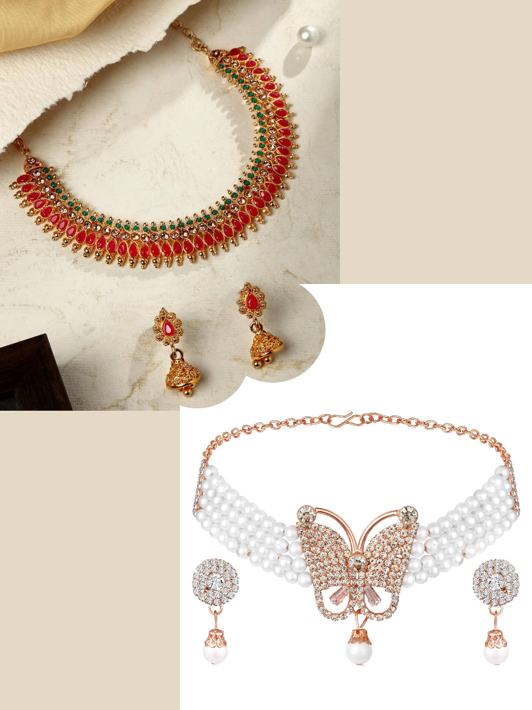     			Asmitta Jewellery Multi Color Alloy Necklace Set ( Pack of 2 )