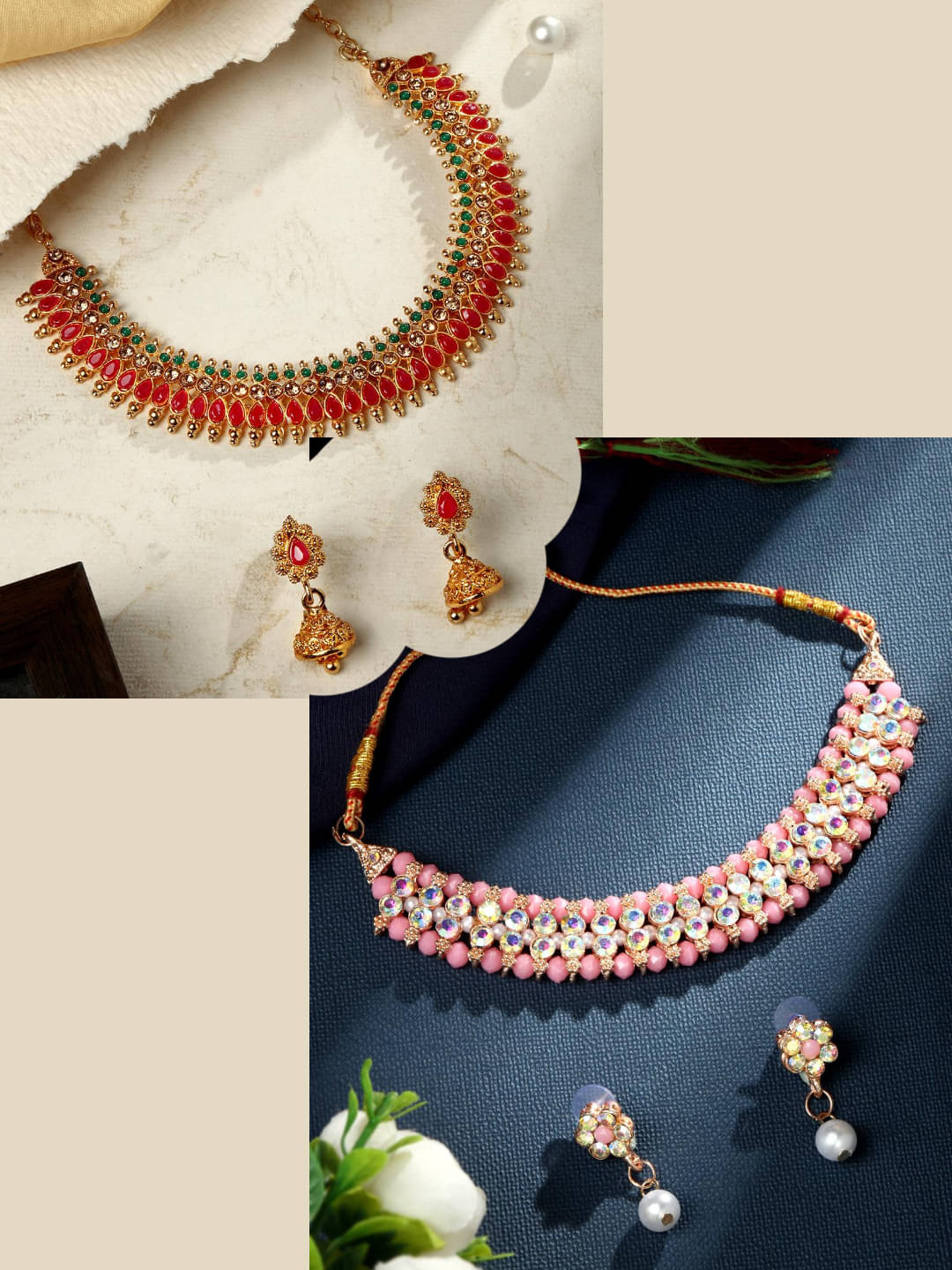     			Asmitta Jewellery Multi Color Alloy Necklace Set ( Pack of 2 )