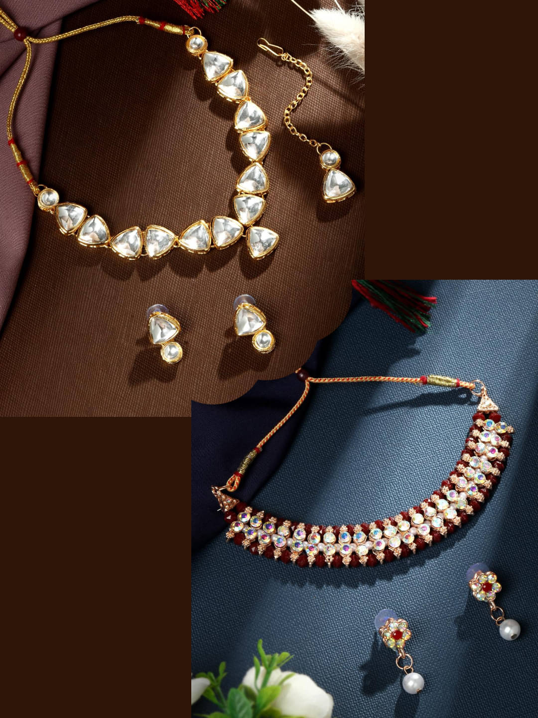     			Asmitta Jewellery Multi Color Alloy Necklace Set ( Pack of 2 )
