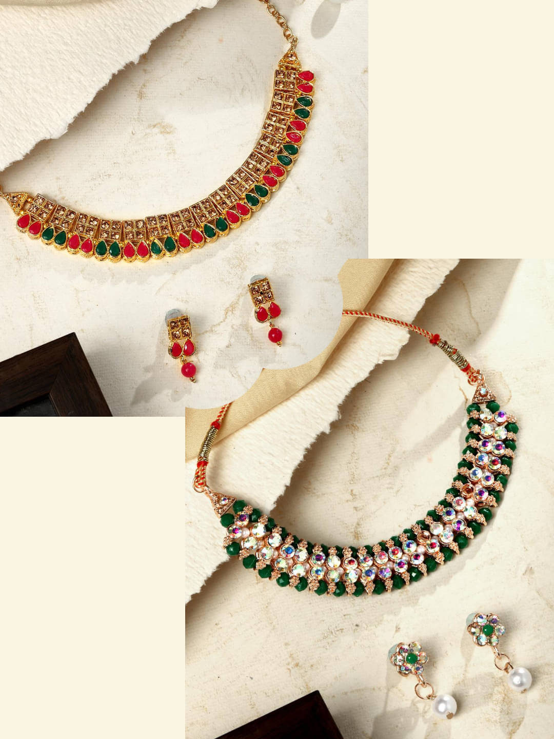     			Asmitta Jewellery Multi Color Alloy Necklace Set ( Pack of 2 )