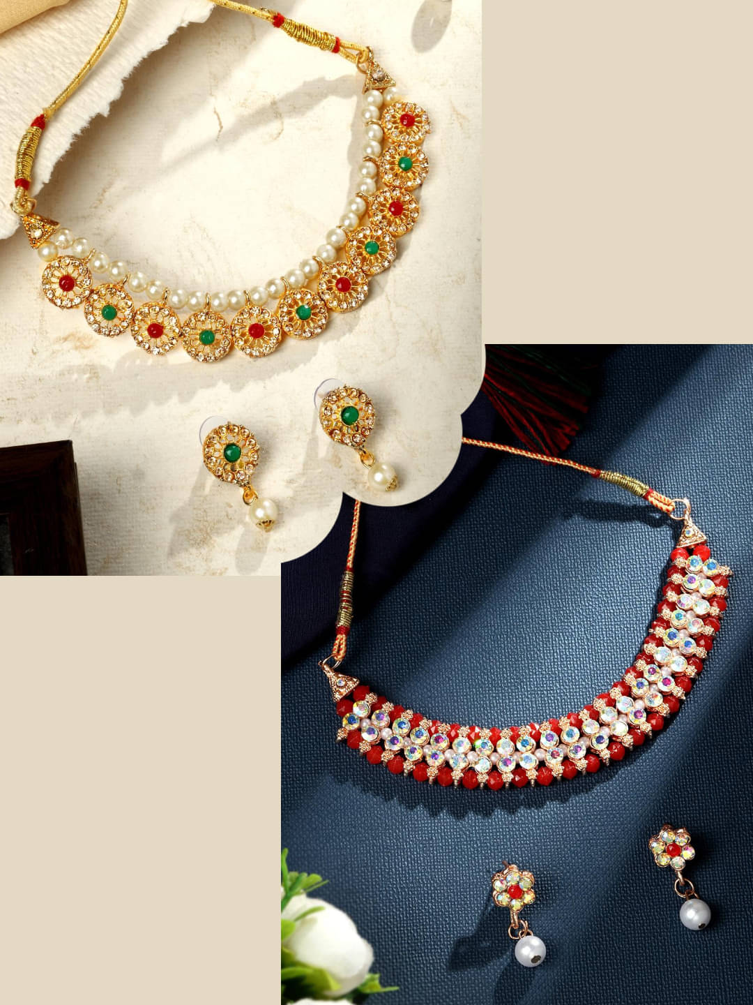     			Asmitta Jewellery Multi Color Alloy Necklace Set ( Pack of 2 )