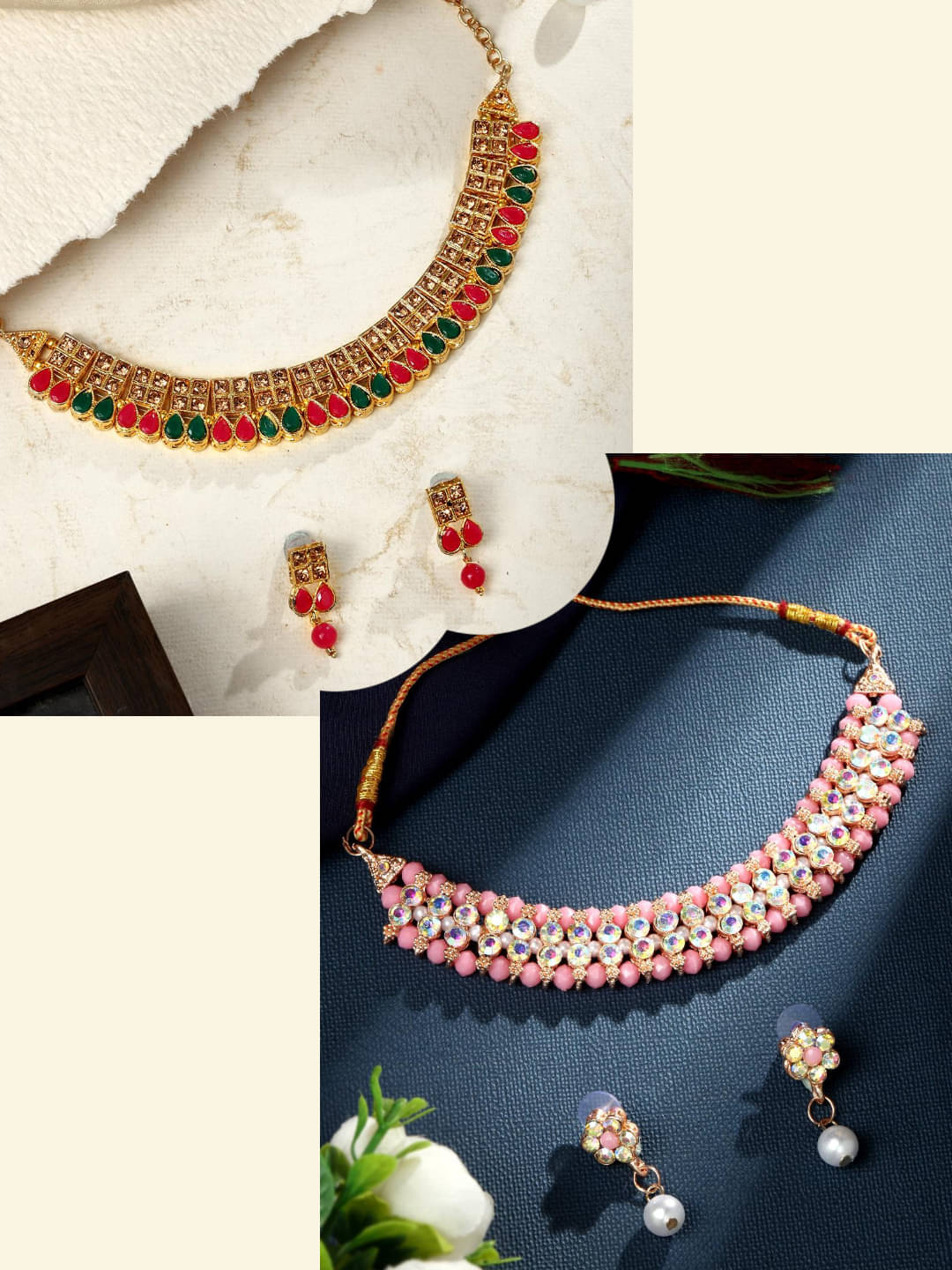 Asmitta Jewellery Multi Color Alloy Necklace Set ( Pack of 2 ) Asmitta Jewellery Multi Color Alloy Necklace Set ( Pack of 2 )