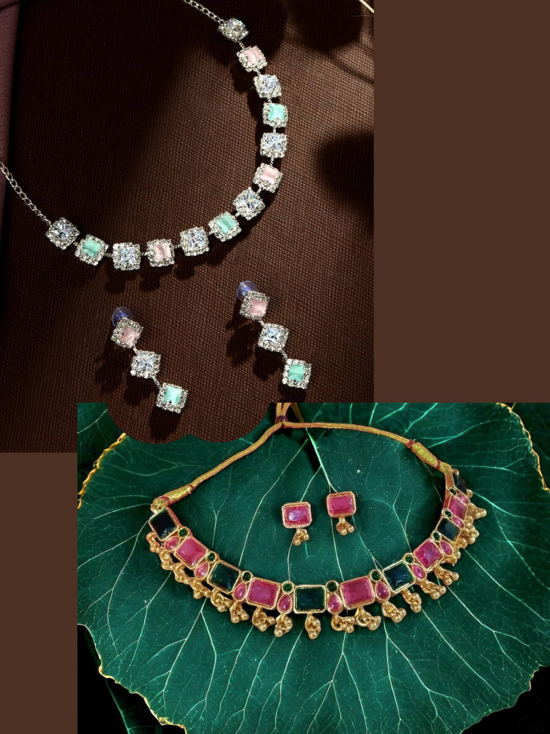     			Asmitta Jewellery Multi Color Alloy Necklace Set ( Pack of 2 )