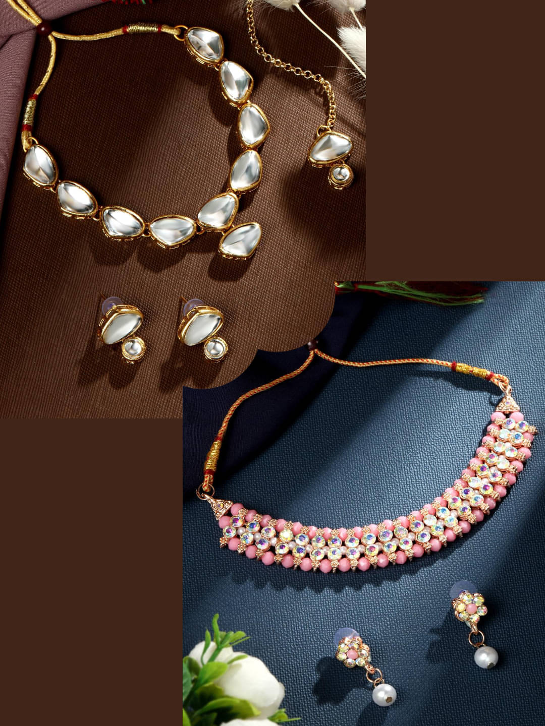     			Asmitta Jewellery Multi Color Alloy Necklace Set ( Pack of 2 )