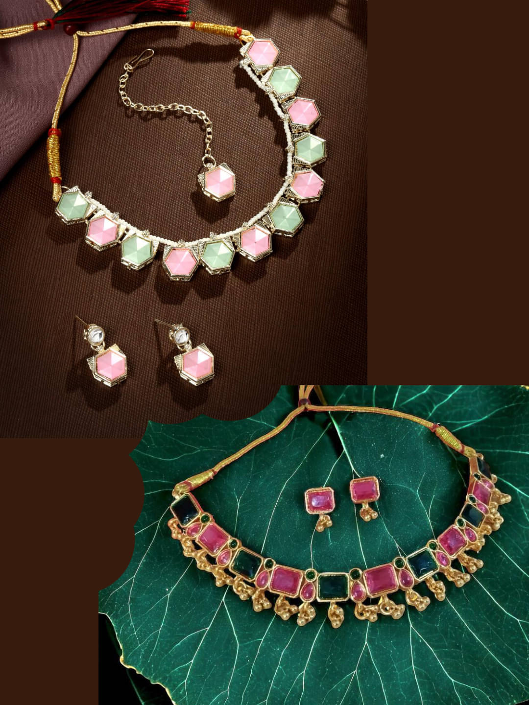 Asmitta Jewellery Multi Color Alloy Necklace Set ( Pack of 2 ) Asmitta Jewellery Multi Color Alloy Necklace Set ( Pack of 2 )