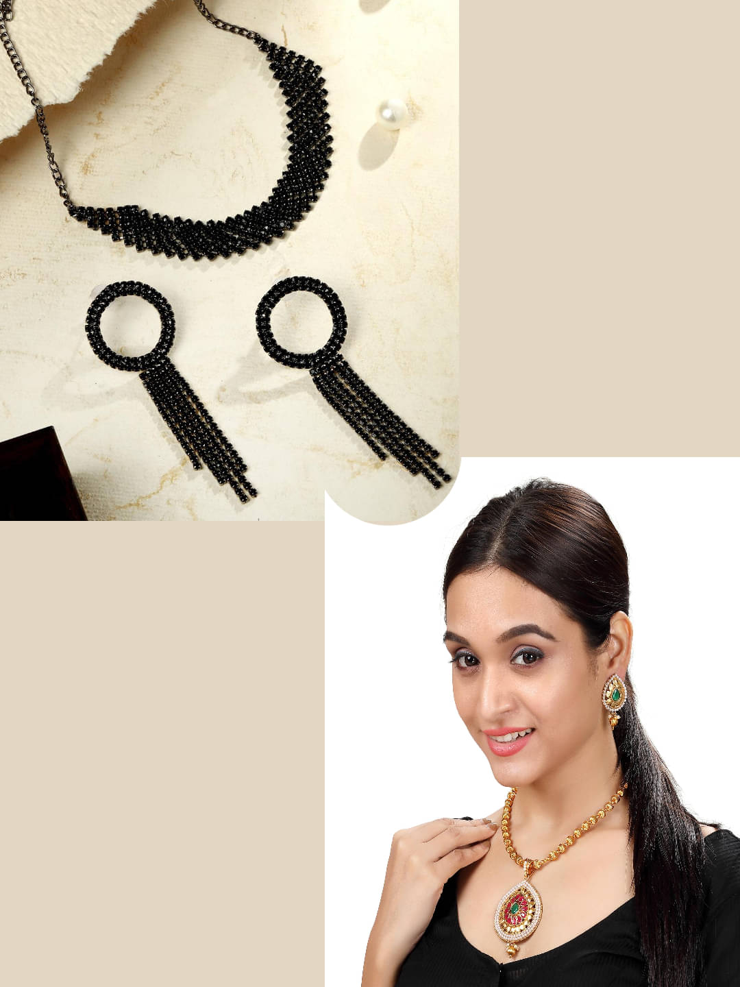     			Asmitta Jewellery Multi Color Alloy Necklace Set ( Pack of 2 )