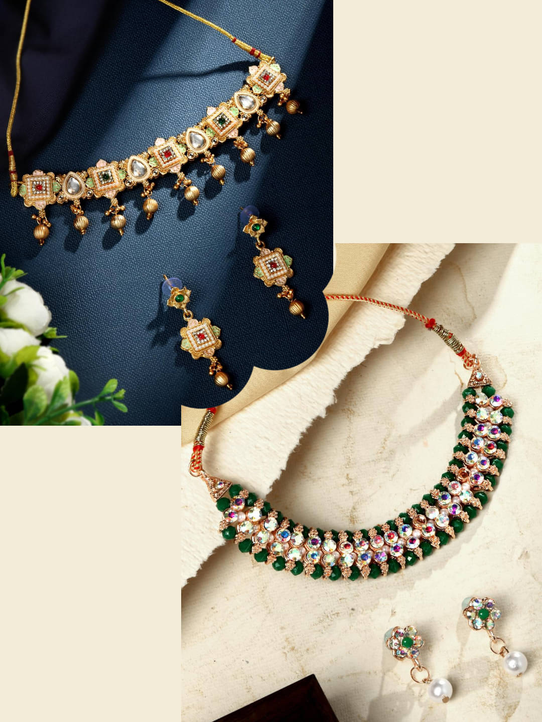 Asmitta Jewellery Multi Color Alloy Necklace Set ( Pack of 2 ) Asmitta Jewellery Multi Color Alloy Necklace Set ( Pack of 2 )