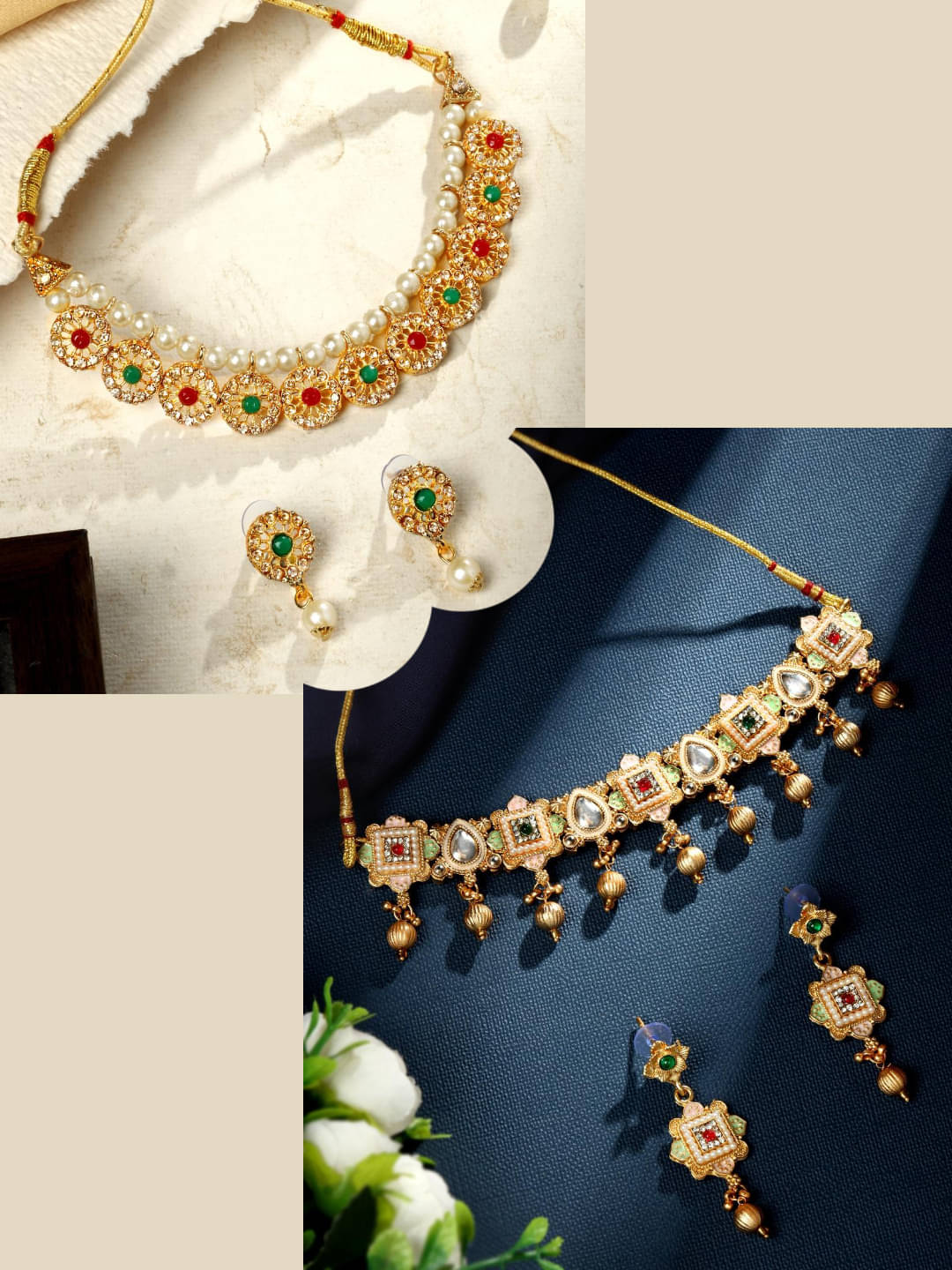 Asmitta Jewellery Multi Color Alloy Necklace Set ( Pack of 2 ) Asmitta Jewellery Multi Color Alloy Necklace Set ( Pack of 2 )