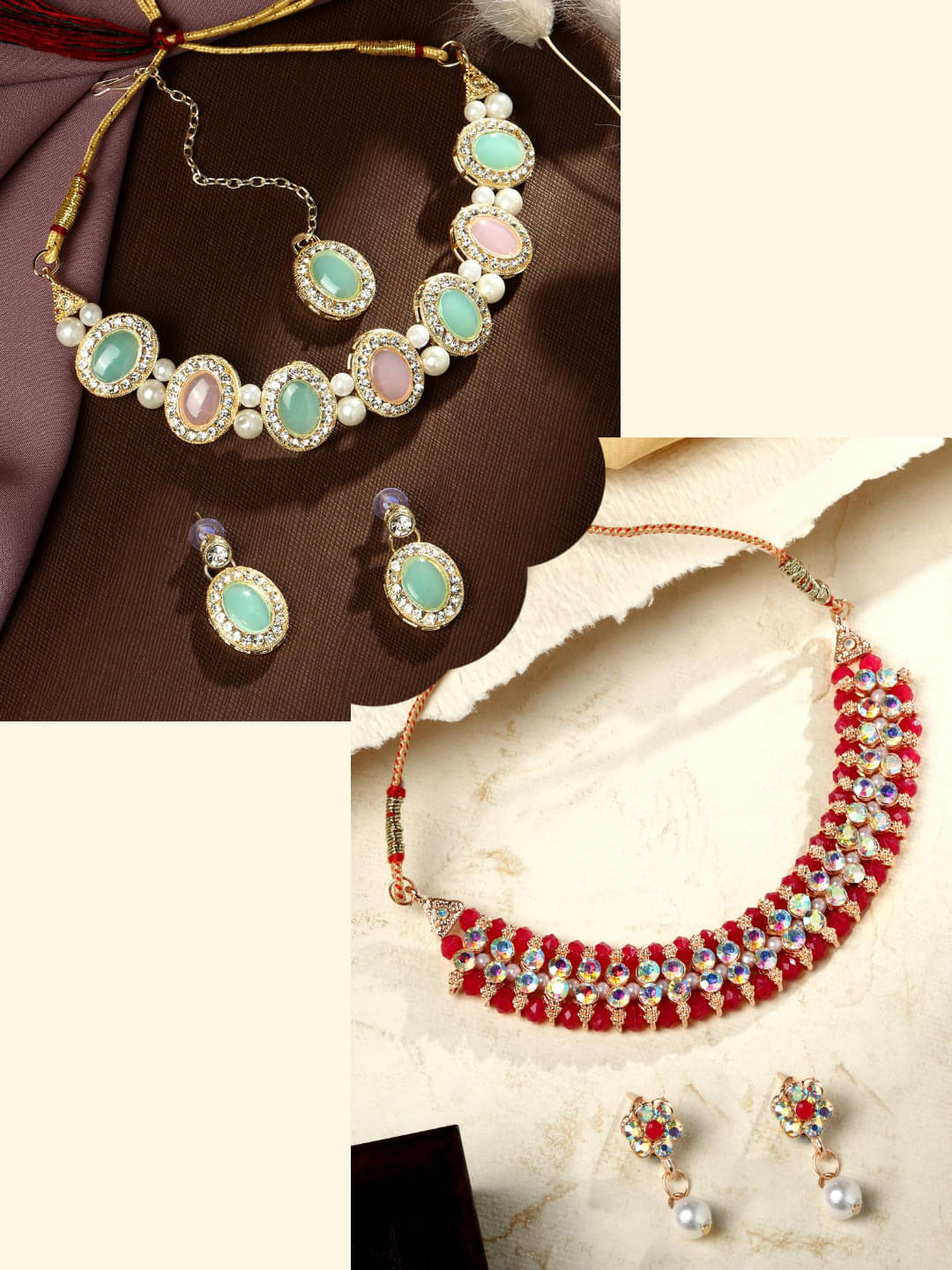 Asmitta Jewellery Multi Color Alloy Necklace Set ( Pack of 2 ) Asmitta Jewellery Multi Color Alloy Necklace Set ( Pack of 2 )