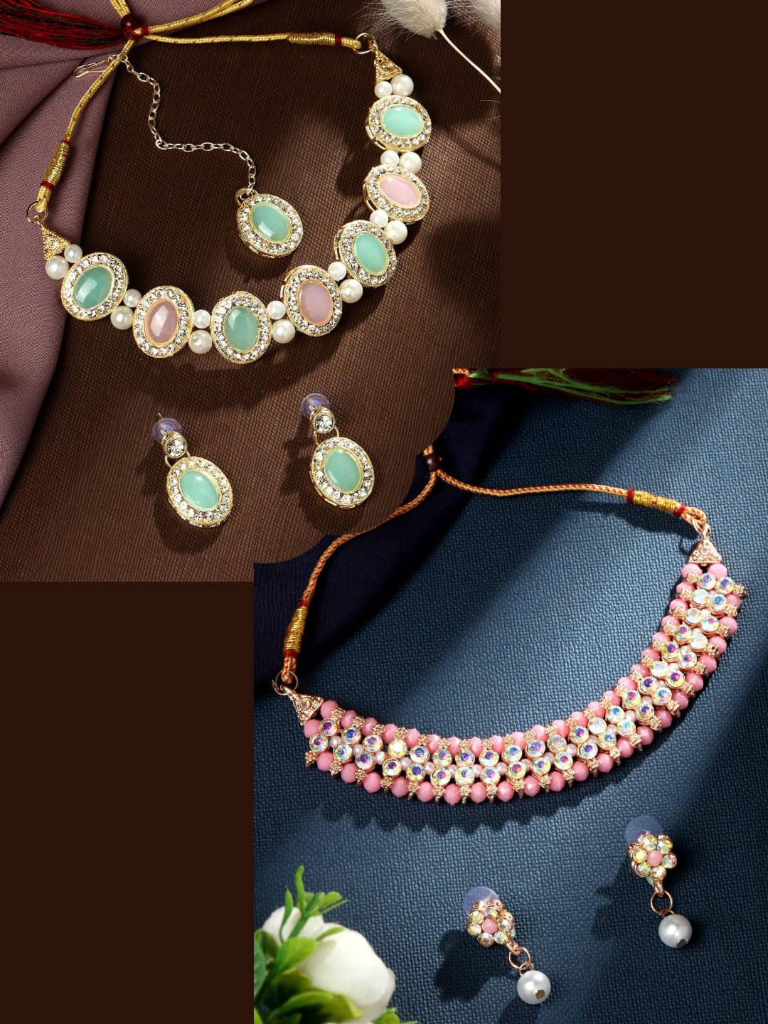 Asmitta Jewellery Multi Color Alloy Necklace Set ( Pack of 2 ) Asmitta Jewellery Multi Color Alloy Necklace Set ( Pack of 2 )