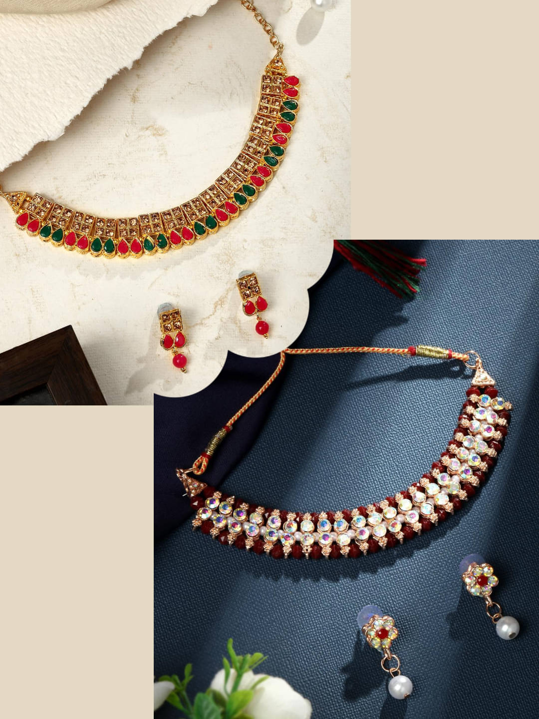 Asmitta Jewellery Multi Color Alloy Necklace Set ( Pack of 2 ) Asmitta Jewellery Multi Color Alloy Necklace Set ( Pack of 2 )