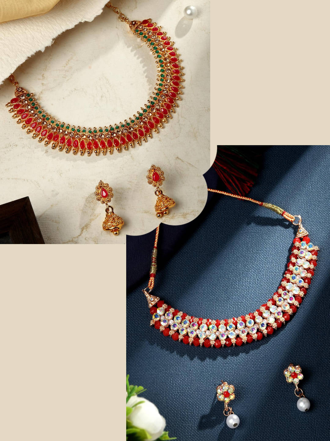     			Asmitta Jewellery Multi Color Alloy Necklace Set ( Pack of 2 )