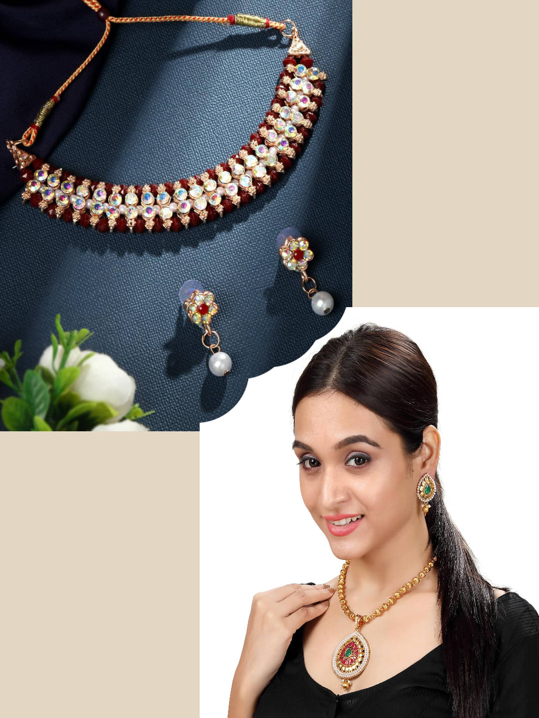     			Asmitta Jewellery Multi Color Alloy Necklace Set ( Pack of 2 )