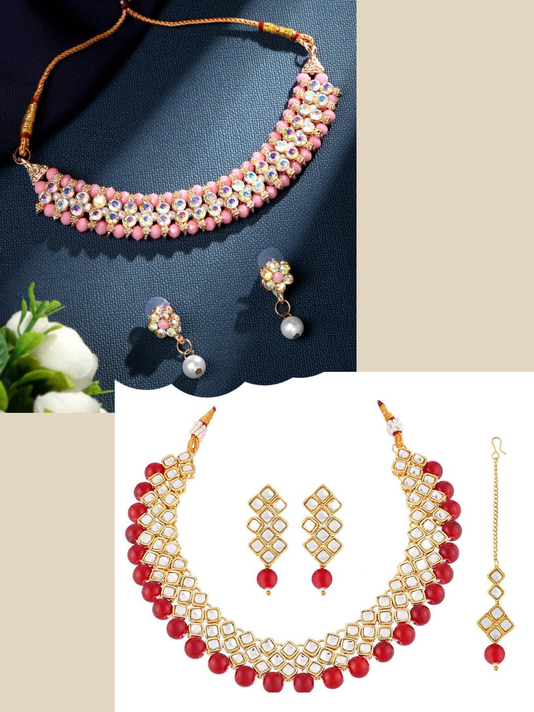    			Asmitta Jewellery Multi Color Alloy Necklace Set ( Pack of 2 )