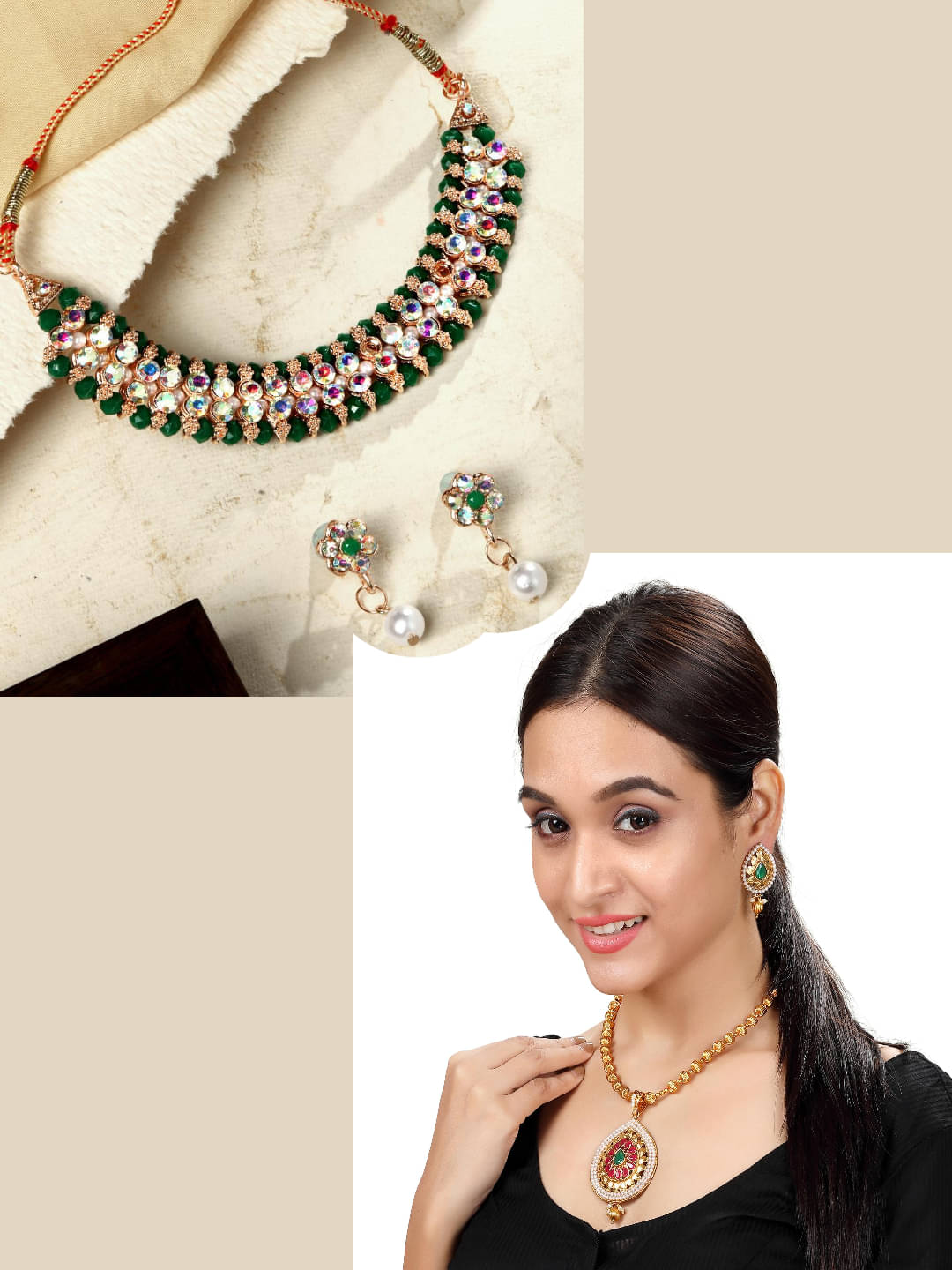     			Asmitta Jewellery Multi Color Alloy Necklace Set ( Pack of 2 )