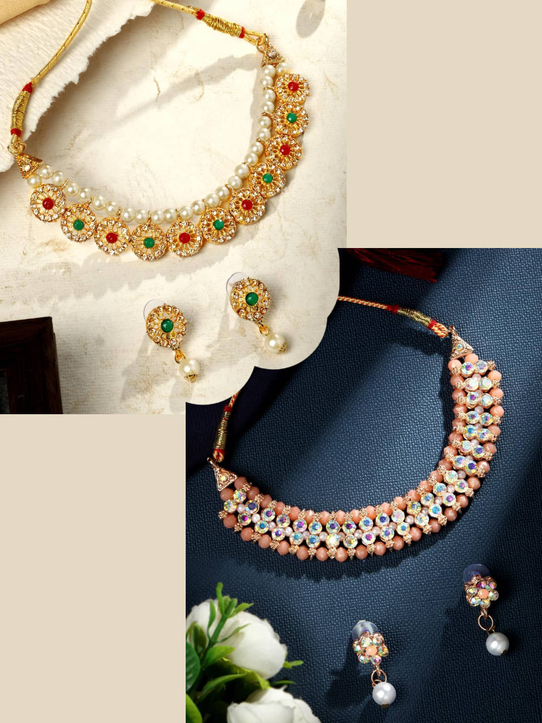     			Asmitta Jewellery Multi Color Alloy Necklace Set ( Pack of 2 )