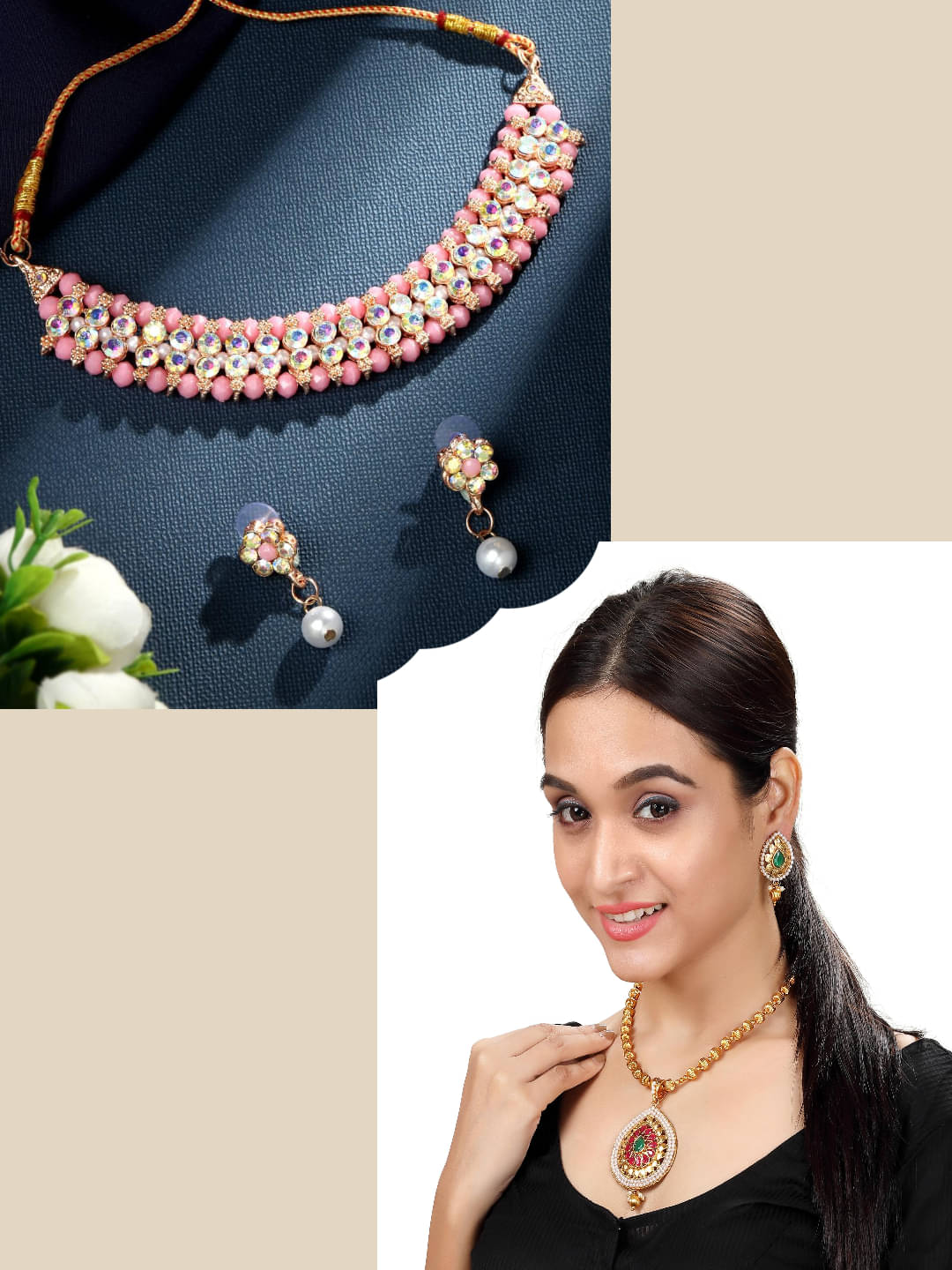     			Asmitta Jewellery Multi Color Alloy Necklace Set ( Pack of 2 )