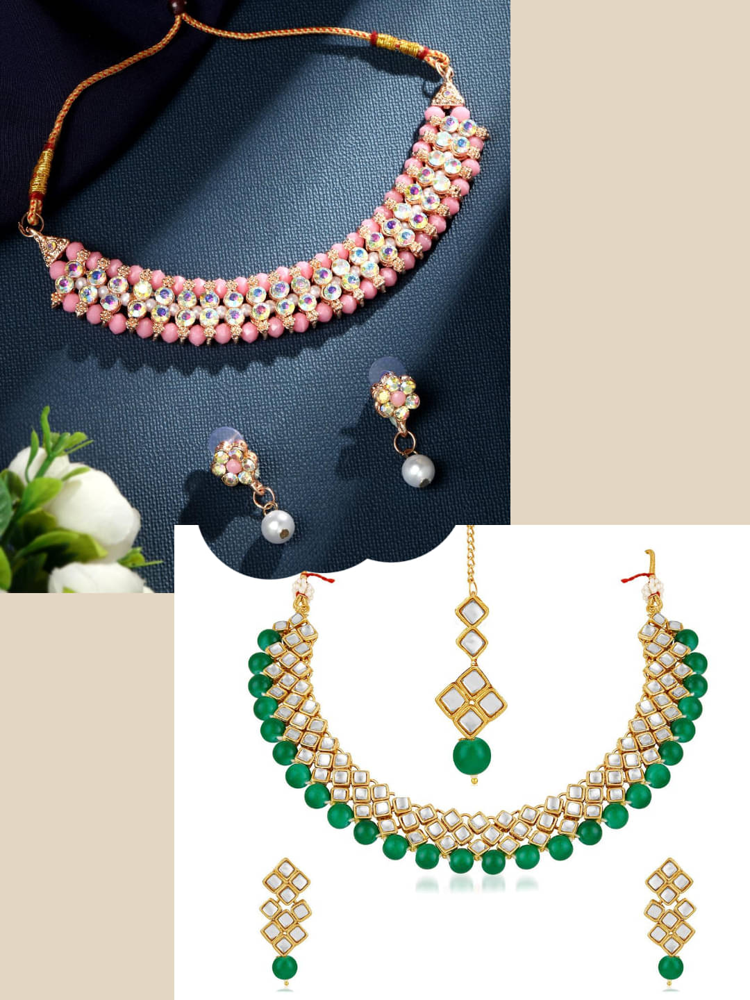     			Asmitta Jewellery Multi Color Alloy Necklace Set ( Pack of 2 )